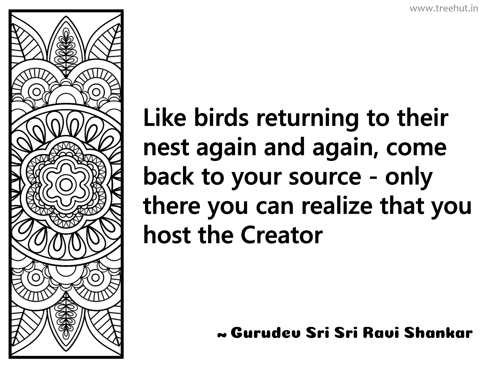 Like birds returning to their nest again and again, come back to your source - only there you can realize that you host the Creator Inspirational Quote by Gurudev Sri Sri Ravi Shankar, coloring pages