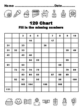 120 Chart Activities, 100, Mexico Common Core Grade 1 Math Activities, 100 Fi