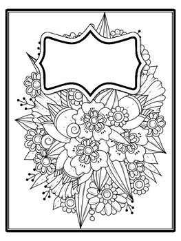 4 Floral Binder Covers and Spines, Floral Back To School Coloring Pages