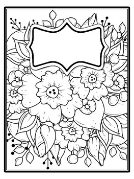 4 Floral Binder Covers and Spines, Floral Back To School Coloring Pages