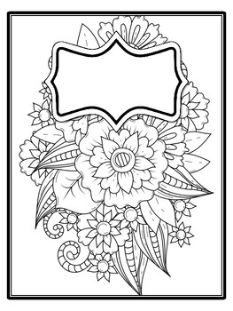 4 Floral Binder Covers and Spines, Floral Back To School Coloring Pages