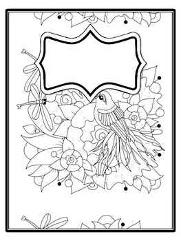 4 Floral Binder Covers and Spines, Floral Back To School Coloring Pages