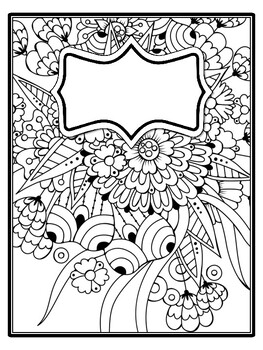 4 Floral Binder Covers and Spines, Floral Back To School Coloring Pages