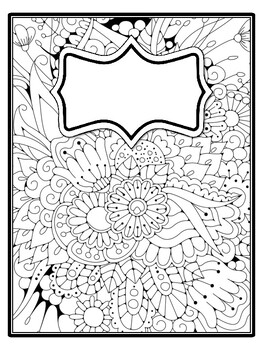 4 Floral Binder Covers and Spines, Floral Back To School Coloring Pages