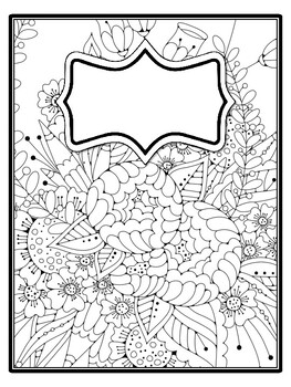 4 Floral Binder Covers and Spines, Floral Back To School Coloring Pages