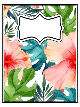 4 Hibiscus, Tropical Flowers Binder Covers and Spines