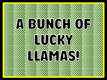 A BUNCH OF LUCKY LLAMAS! St. Patrick's Day Door Décor, St. Patrick's Day Bullet