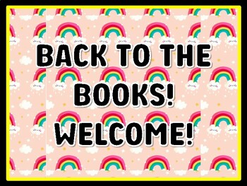 BACK TO THE BOOKS! WELCOME! Rainbow Door Décor, Rainbow Bulletin Board Décor
