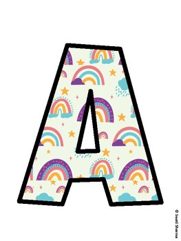 Boho Rainbow Bulletin Board Decor Kit, Boho Rainbow Bulletin Board Letters