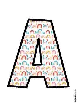 Boho Rainbow Bulletin Board Decor Kit, Boho Rainbow Bulletin Board Letters