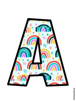 Boho Rainbow Bulletin Board Decor Kit, Boho Rainbow Bulletin Board Letters
