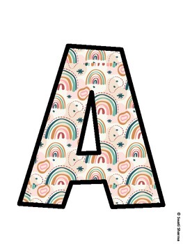 Boho Rainbow Bulletin Board Decor Kit, Boho Rainbow Bulletin Board Letters