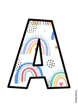 Boho Rainbow Bulletin Board Decor Kit, Boho Rainbow Bulletin Board Letters