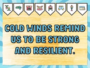 COLD WINDS REMIND US TO BE STRONG AND RESILIENT. Winter Bulletin Board Decor