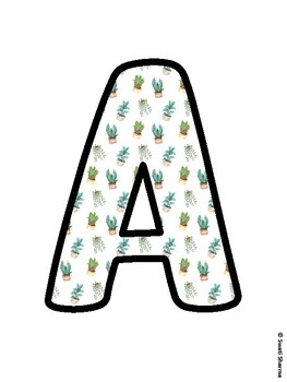 Cactus, Succulent Bulletin Board Letters, Succulent Alphabet Posters