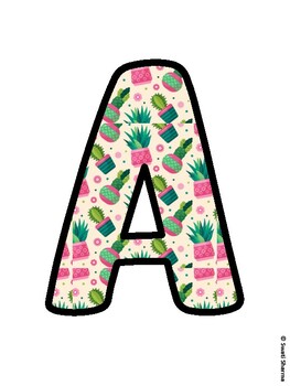 Cactus, Succulent Bulletin Board Letters, Succulent Alphabet Posters