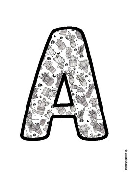 Cactus, Succulent Bulletin Board Letters, Succulent Alphabet Posters
