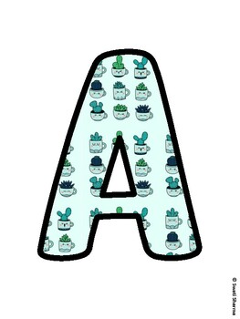Cactus, Succulent Bulletin Board Letters, Succulent Alphabet Posters