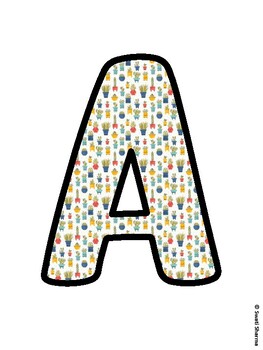 Cactus, Succulent Bulletin Board Letters, Succulent Alphabet Posters