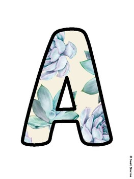 Cactus, Succulent Bulletin Board Letters, Succulent Alphabet Posters