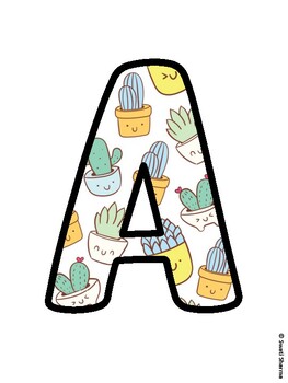 Cactus, Succulent Bulletin Board Letters, Succulent Alphabet Posters
