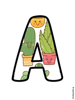 Cactus, Succulent Bulletin Board Letters, Succulent Alphabet Posters