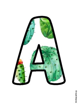 Cactus, Succulent Bulletin Board Letters, Succulent Alphabet Posters