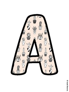 Cactus, Succulent Bulletin Board Letters, Succulent Alphabet Posters