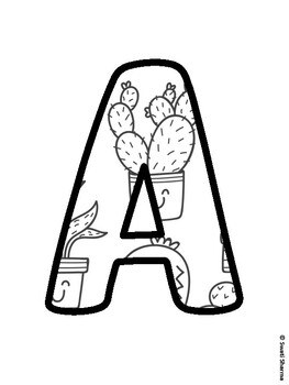 Cactus, Succulent Bulletin Board Letters, Succulent Alphabet Posters