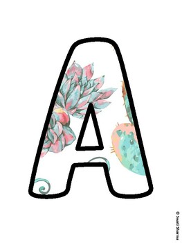 Cactus, Succulent Bulletin Board Letters, Succulent Alphabet Posters