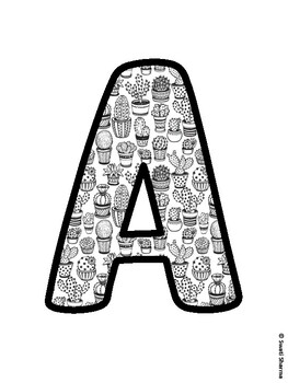 Cactus, Succulent Bulletin Board Letters, Succulent Alphabet Posters