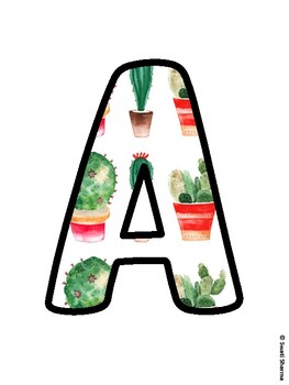 Cactus, Succulent Bulletin Board Letters, Succulent Alphabet Posters