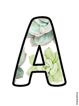 Cactus, Succulent Bulletin Board Letters, Succulent Alphabet Posters