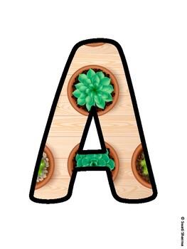Cactus, Succulent Bulletin Board Letters, Succulent Alphabet Posters