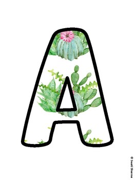Cactus, Succulent Bulletin Board Letters, Succulent Alphabet Posters