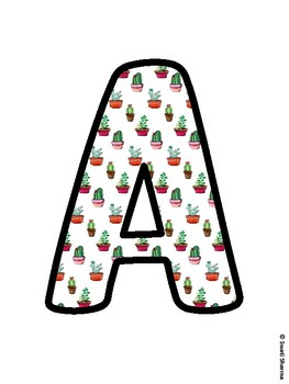 Cactus, Succulent Bulletin Board Letters, Succulent Alphabet Posters