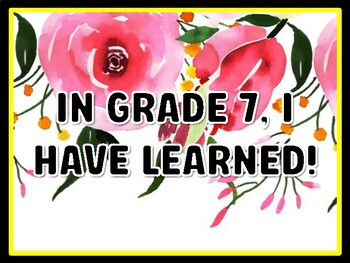 IN GRADE 7, I HAVE LEARNED! Spring Door Décor, Spring Bulletin Board Décor Kit