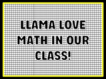 LLAMA LOVE MATH IN OUR CLASS! Math Door Décor, Math Bulletin Board Décor