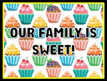 OUR FAMILY IS SWEET! Cupcake Door Décor, Cupcake Bulletin Board Décor Kit, #25,