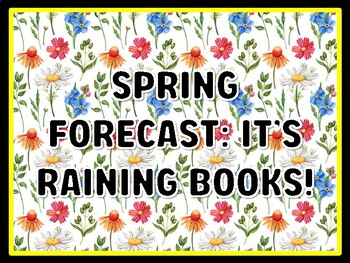 SPRING FORECAST: IT’S RAINING BOOKS! Spring Door Décor, Spring Bulletin Board