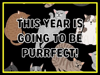 THIS YEAR IS GOING TO BE PURRFECT! Cat Door Décor, Cat Bulletin Board Décor