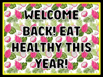 WELCOME BACK! EAT HEALTHY THIS YEAR! Health And Nutrition Door Décor