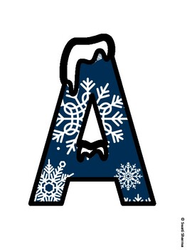 Winter Snowflakes Bulletin Board Letters, Winter Snowflakes Alphabet Poster