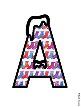 Winter Socks Bulletin Board Letters, Winter Socks Alphabet Posters