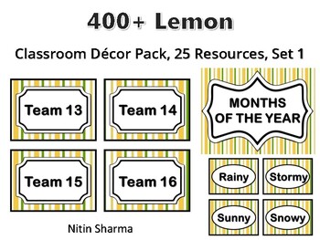 400+ Lemon Classroom Décor Pack #532, 25 Resources, Set 1, Ready To Print Decor