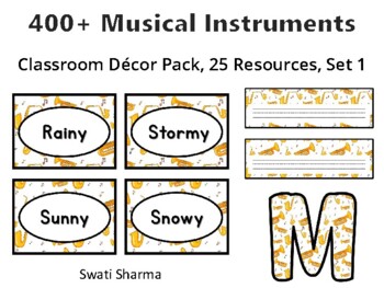 400+ Musical Instruments Classroom Décor Pack #489, 25 Resources, Set 1