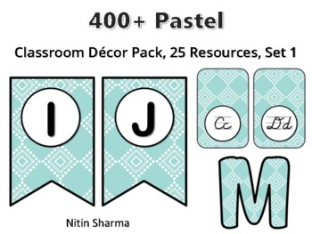 400+ Pastel Classroom Décor Pack #568, 25 Resources, Set 1, Ready To Print Deco
