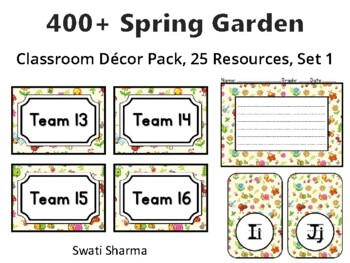 400+ Spring Garden Classroom Décor Pack #351, 25 Resources, Set 1Sheet Size: