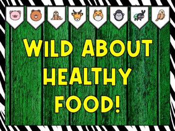 Animals Bulletin Board Kit & Door Décor, WILD ABOUT HEALTHY FOOD!