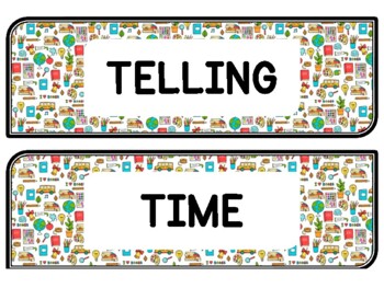 Back To School Clock Labels for Telling Time #79Sheet Size: 8.5 by 11 inch